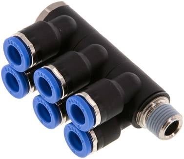 Sang-A IQSLV6 186 Steck-Mehrfachverteiler, 6-fach R 1/8"-6mm, Standard
