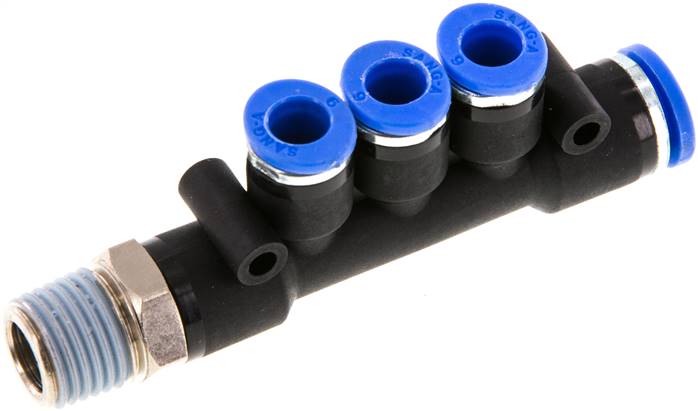Sang-A IQST3 1486 Steckanschluss-Mehrfachvert. R 1/4"-8mm-6mm, Standard