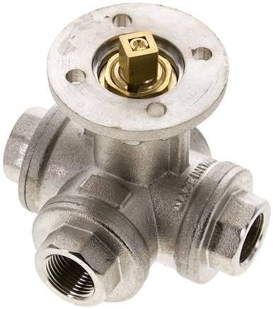 Partbase KH 3/38 LF MS 3-Wege-Kugelhahn, Direktmontageflansch G 3/8", L-Bohrung