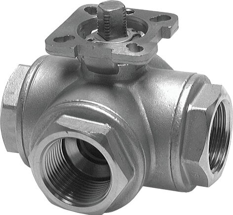 Partbase KH 3/114 LF ES 3-Wege-Kugelhahn, Direktmontageflansch G 1-1/4", L-Bohrung