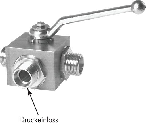 Partbase KH 3/6 S L HD ES ES-Hochdruck-3-Wege Kugelhahn, L-Bohrung, 6 S (M14x1,5), 0 - 400bar