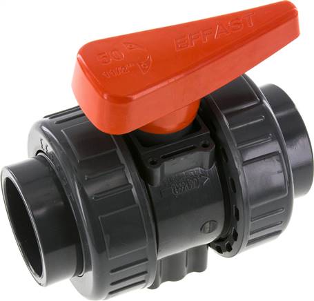 Partbase PVCKH 50 FKM Klebemuffen-Kugelhahn, PVC-U / FKM, 50mm (Industrieausf.)