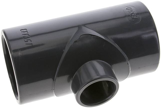 Partbase PVCT 754075 Klebemuffen-T-Stück, reduziert, PVC-U, 75x40x75mm