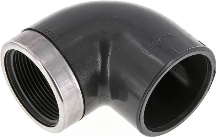 Partbase PVCWG 50112 90°-Klebe-Gewindewinkel, PVC-U, 50mmxRp 1-1/2" IG