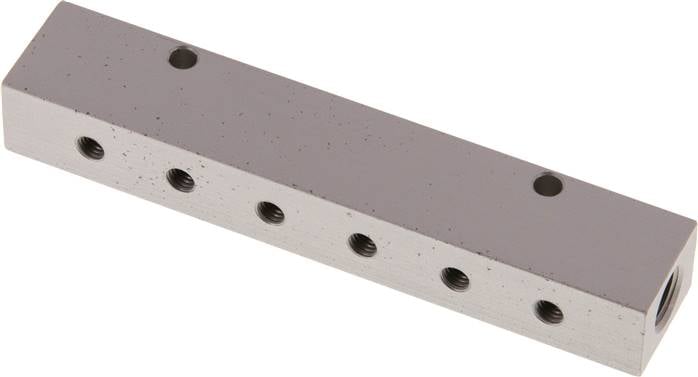 Partbase RLD6 18M5 A Verteilerleiste 2x G 1/8"-12x M 5, Aluminium eloxiert