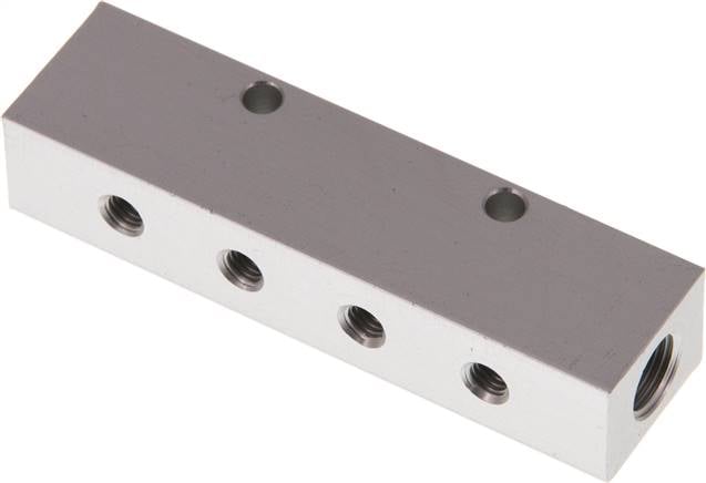 Partbase RLE4 18M5 A Verteilerleiste 2x G 1/8"-4x M 5, Aluminium eloxiert