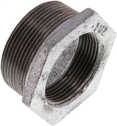 Partbase RN 20112 K ST Reduziernippel R 2"(AG)-Rp 1-1/2"(IG), Temperguss verzinkt