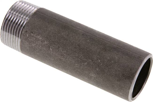 Partbase RONI 114/120 AS ST Anschweißnippel R 1-1/4"-120mm-42,4mm, ST 37, Stahl schwarz