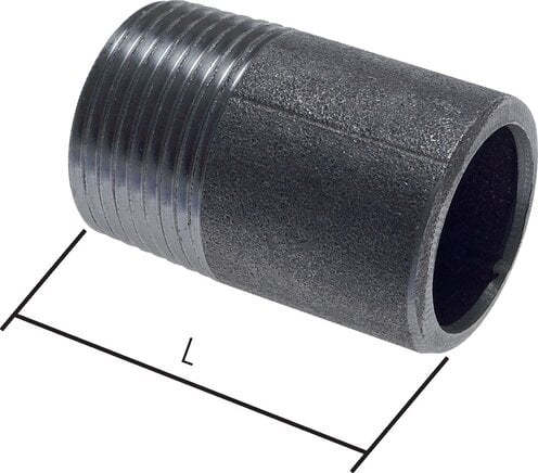 Partbase RONI 38/350 AS ST Anschweißnippel R 3/8"-350mm-17,2mm, ST 37, Stahl schwarz