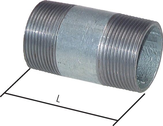 Partbase RONI 14/80 ST Rohrdoppelnippel R 1/4"-80mm, Stahlrohr ST 37 verzinkt
