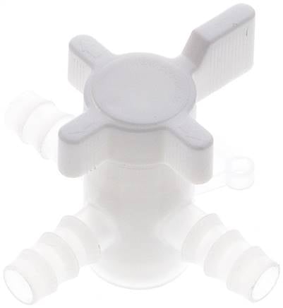 Partbase SHT 10 PVDF 3-Wege Labor-Schlauchhahn (PVDF), 10 mm, T-Bohrung