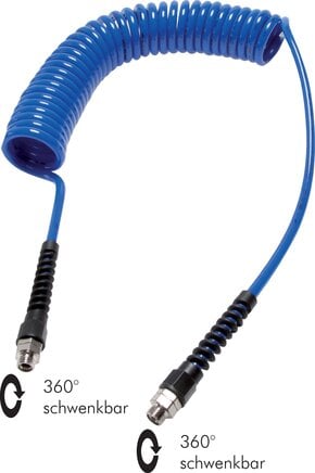 Partbase SPK PU 148/6 PUR-Spiralschlauch G 1/4"-8 x 5 mm, 6,0 mtr. Arbeitslänge