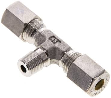 Partbase TE 6 LR NC T-Schneidringverschraubung R 1/8"-6 L (M12x1,5), Klemmring 1.4571 (NC)