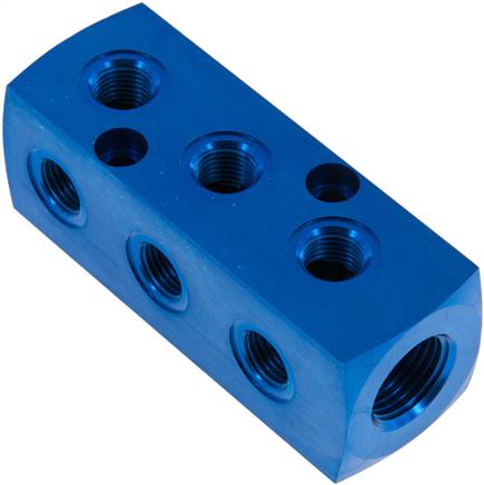 Partbase VB 914 A Verteilerblock 1 x G 1/2"-9x G 1/4", Aluminium