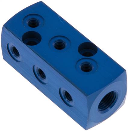 Partbase VB 950 A Verteilerblock 1 x G 1/8"-9x M 5, Aluminium