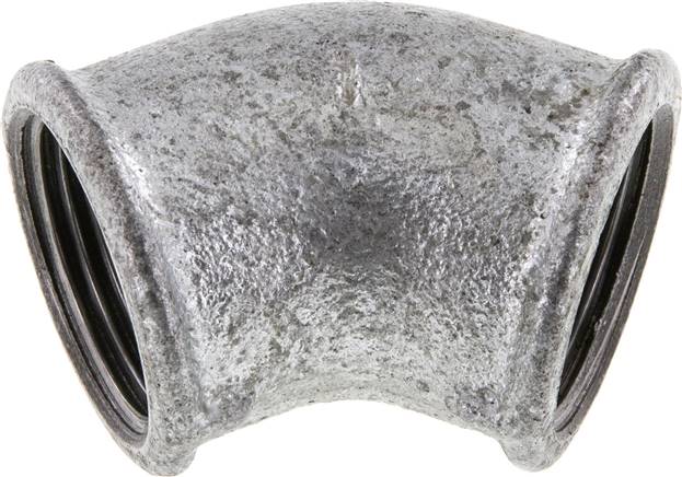 Partbase W 1045 ST 45°-Winkel Rp 1" (IG), Temperguss verzinkt