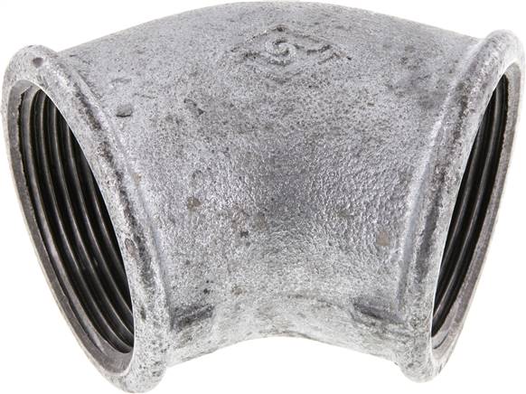 Partbase W 11245 ST 45°-Winkel Rp 1-1/2" (IG), Temperguss verzinkt