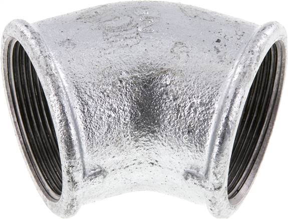 Partbase W 2045 ST 45°-Winkel Rp 2" (IG), Temperguss verzinkt