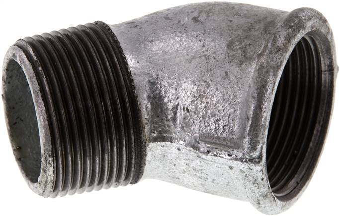 Partbase WE 11445 ST 45°-Einschraubwinkel Rp 1-1/4"(IG)-R 1-1/4"(AG), Temperguss verzinkt