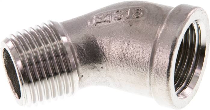 Partbase WE 1245 ES 45°-Einschraubwinkel Rp 1/2"(IG)-R 1/2"(AG), 1.4408