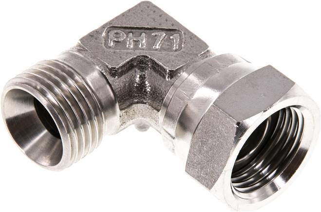Partbase WE 12 HD ES 90°-Einschraubwinkel, 60°-Kegel, G 1/2", V4A
