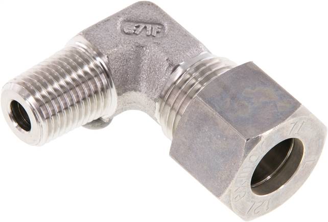 Partbase WE 12 LR 1/4 NC Winkel-Schneidringverschraub. R 1/4"-12 L (M18x1,5), Klemmring 1.4571 (NC)
