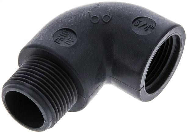 Partbase WE 34 PP 90°-Einschraubwinkel G 3/4"(IG)-G 3/4"(AG), Polypropylen