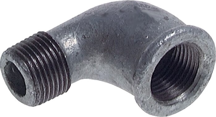 Partbase WE 38 ST 90°-Einschraubwinkel Rp 3/8"(IG)-R 3/8"(AG), Temperguss verzinkt