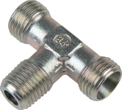 Partbase XTE 4 LLM T-Schneidringverschraubung M 8x1 (konisch)-4 LL (M8x1), ohne Mutter & Schneidring, Stahl verzinkt