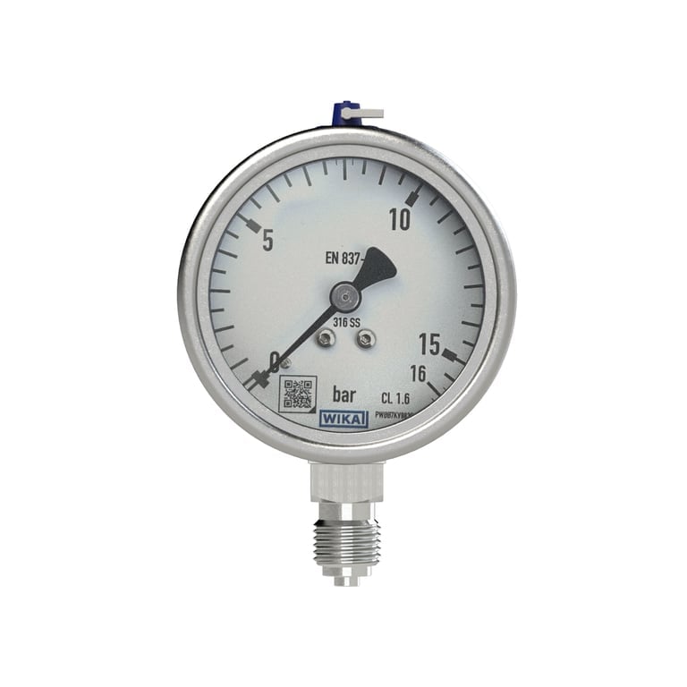 Riegler 102475 Manometer, CrNi-Stahl, G 1/4 radial unten, -1 / 0,0 bar, Ø 63 - Bild 2