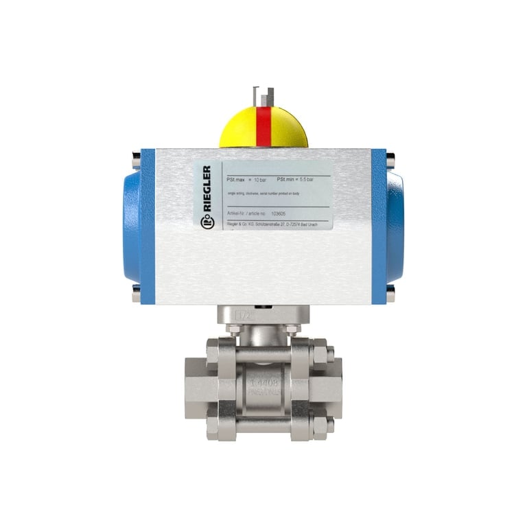 Riegler 103597 ES-Kuha, pneumat. Stellantrieb, doppeltwirk., Rp3/4, DN 20, L=133 - Bild 3