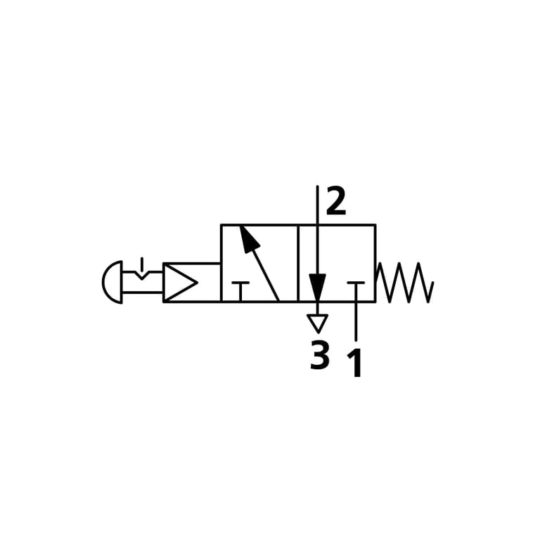 Riegler 106428 3/2-Wegeventil man. Pilztaster, Notrastung, NC, monostabil, G 1/8 - Bild 2