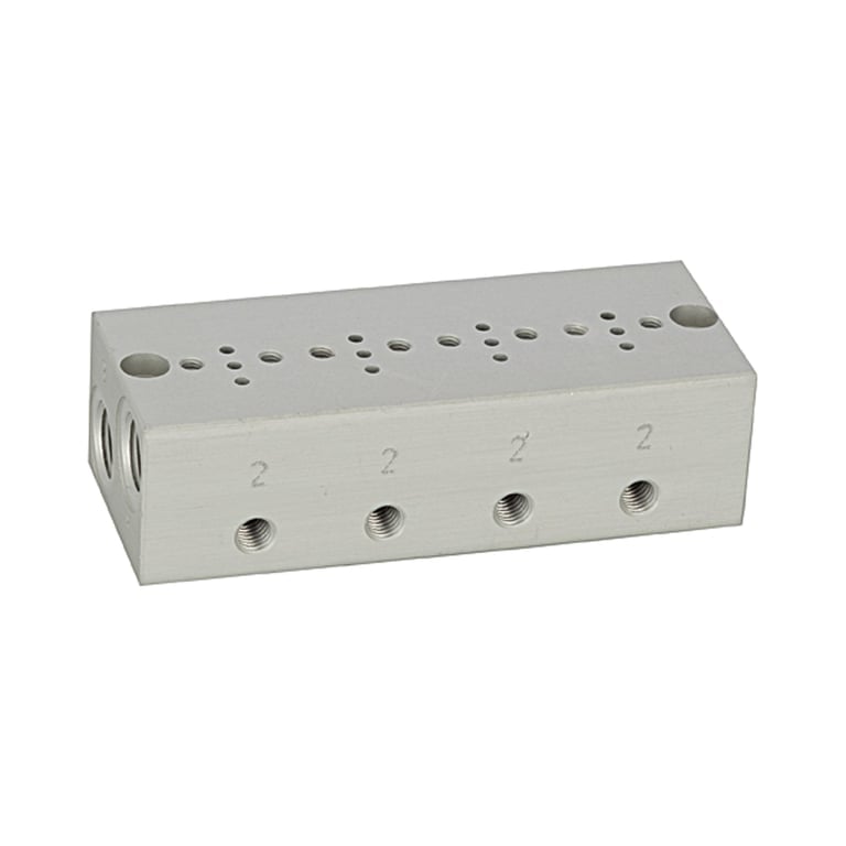 Riegler 106653 Reihengrundplatte 4-fach, M5 für Mini-Magnetventile 15 mm
