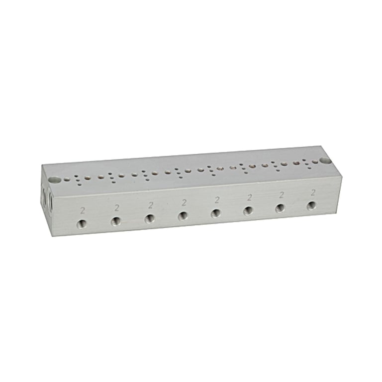 Riegler 106657 Reihengrundplatte 8-fach, M5 für Mini-Magnetventile 15 mm