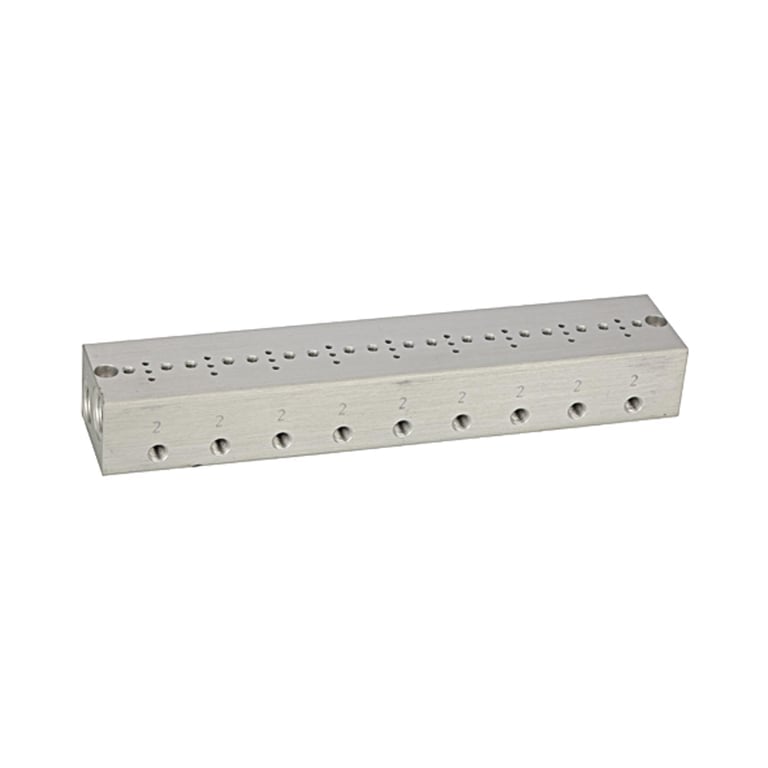 Riegler 106658 Reihengrundplatte 9-fach, M5 für Mini-Magnetventile 15 mm