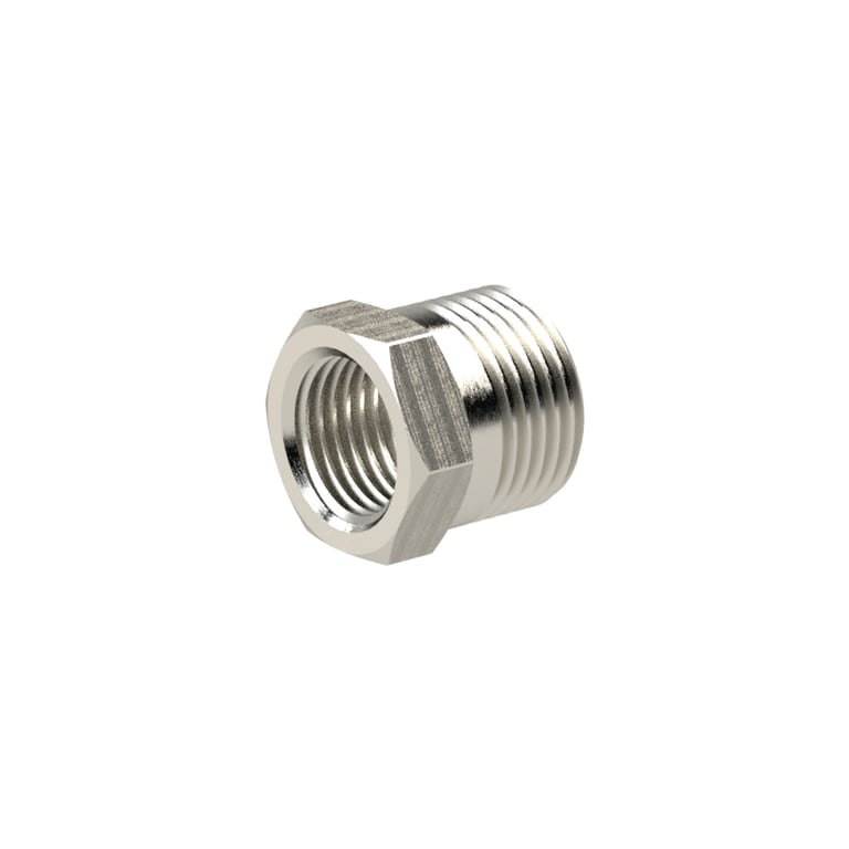 Riegler 111347 Reduziernippel, R 3/4 a., G 1/2 i., SW 27, Messing vernickelt - Bild 1
