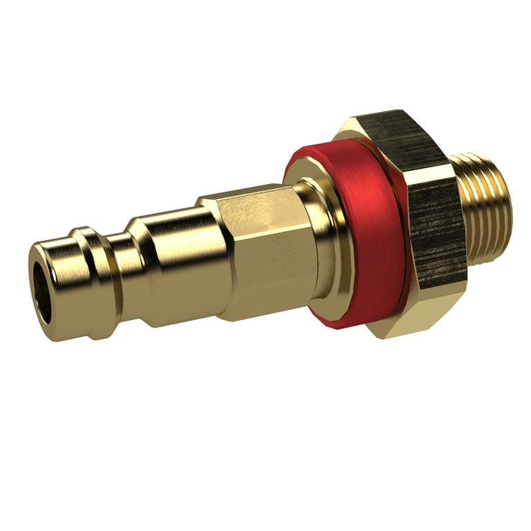 Riegler 137006 Unverwechselbarer Nippel NW 5, Messing blank, G 1/4 AG, rot