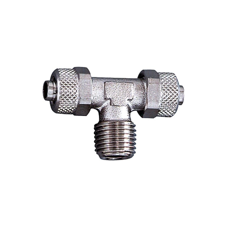 Riegler 110596 T-Einschraubverschraubung, R 1/2 a., für Schlauch 10/8, MS vern. - Bild 1