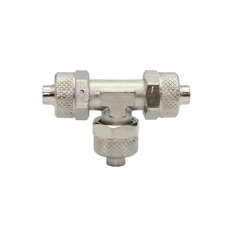 Riegler 110604 T-Verbinder, für Schlauch 4/2 mm, SW 9, Messing vernickelt - Bild 1