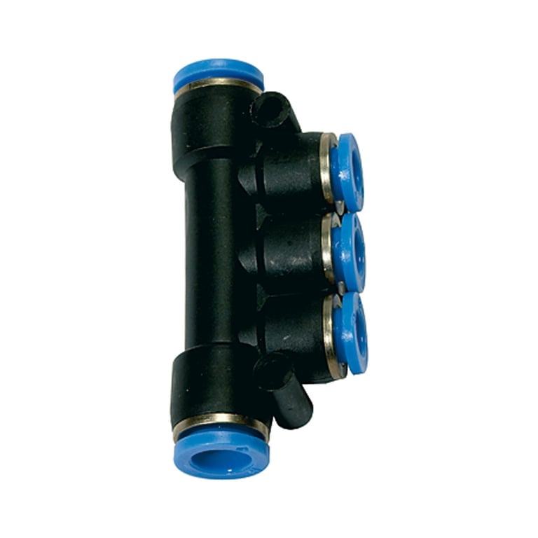 Riegler 109869 T-Mehrfachverteiler, Steckanschl. »Blaue Serie«, Schl.-Ø 2x10/3x6 - Bild 1