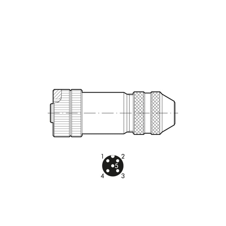 Riegler 153740 M12 Buchse 0°, für CANopen/IO-Link, 5-polig, A-kodiert