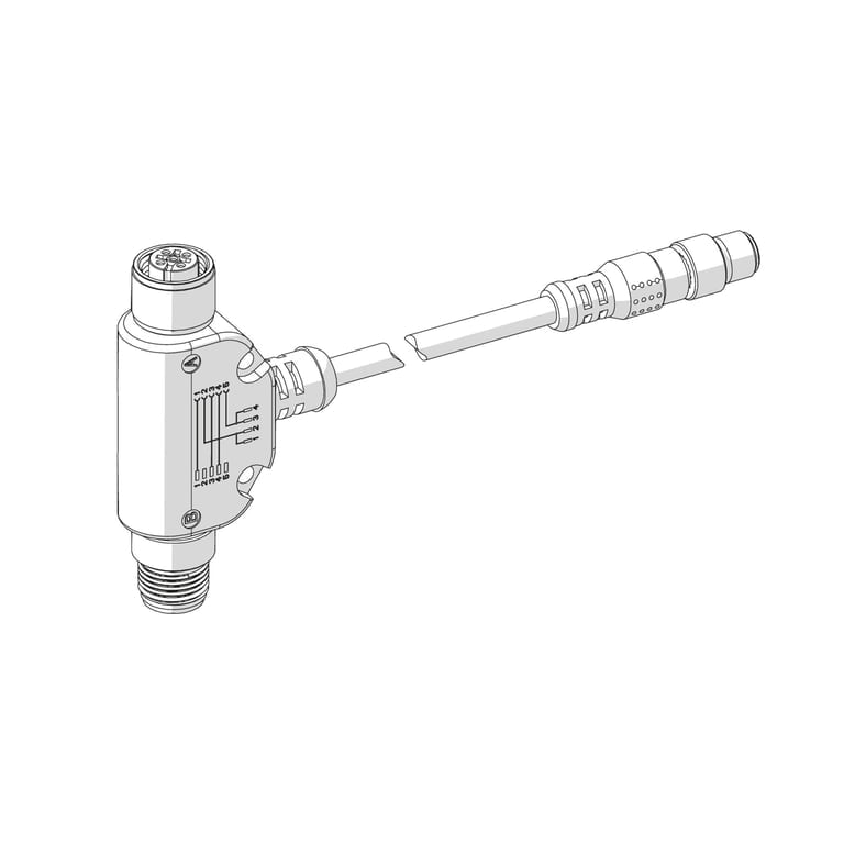 Riegler 153753 Adapterkabel, T-Stück M12 Bu. - St., 5-polig / M8 Bu. 0°, 4-polig