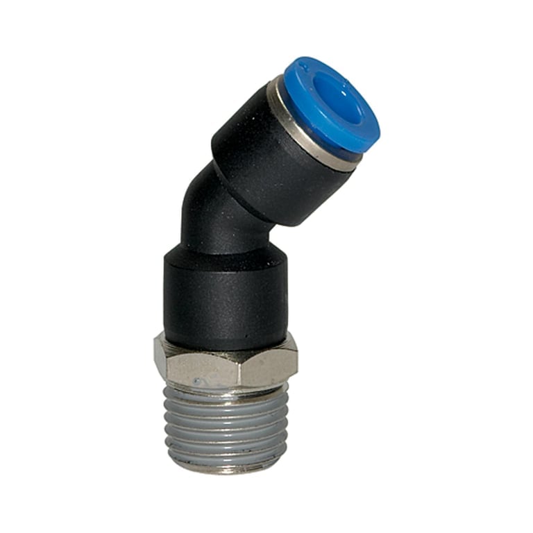 Riegler 109245 Steckverschraubung 45° »Blaue Serie«, drehbar, R 1/8 außen, Ø10mm - Bild 1