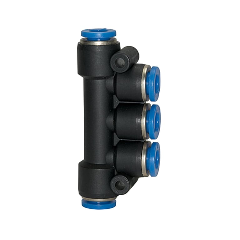 Riegler 109871 T-Mehrfachverteiler, Steckanschluss »Blaue Serie«, Schlauch-Ø 5x4 - Bild 1