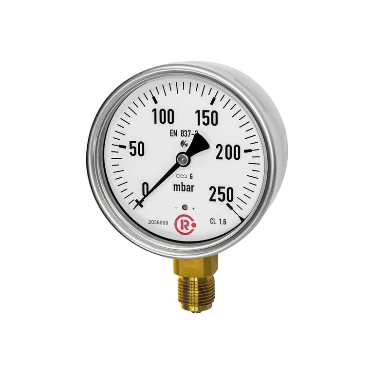Riegler 199293 Kapselfedermanometer, G 1/2 radial unten, -40 / +20 mbar, Ø 100