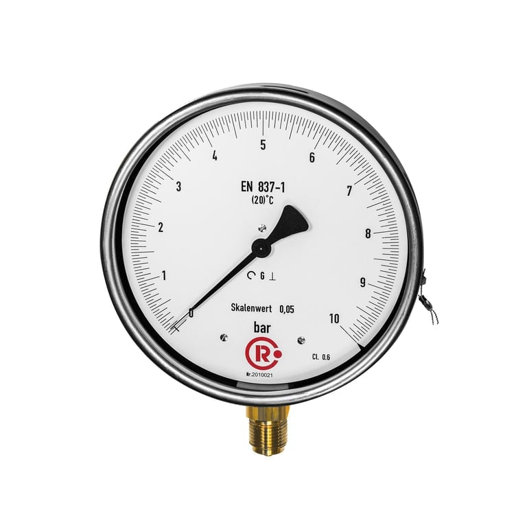 Riegler 199318 Feinmessmanometer, G 1/2 radial unten, 0 - 1,0 bar, Ø 160