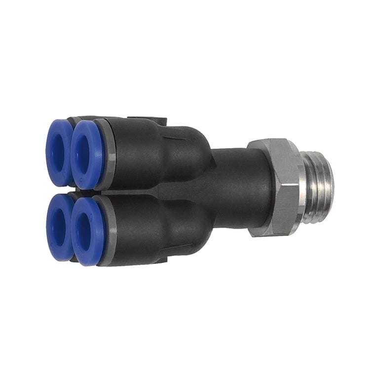 Riegler 109788 Mehrfachverteiler »Blaue Serie«, 4-fach, drehbar, G 1/4 a. Ø 6mm - Bild 1