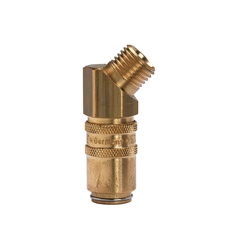 Riegler 107919 Temperierkupplung DN 6 mit AG, mit Absperrventil, M14x1,5 45°