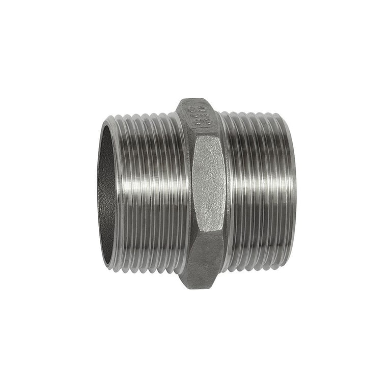 Riegler 125665 Doppelgewindenippel, Sechskant, R 3/8, SW 18, Edelstahl 1.4408 - Bild 1