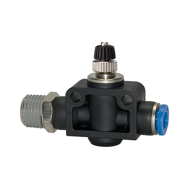 Riegler 135829 Drosselrückschlagventil »Blaue Serie«, gerade, R 1/4 a. G-S Ø12mm - Bild 1